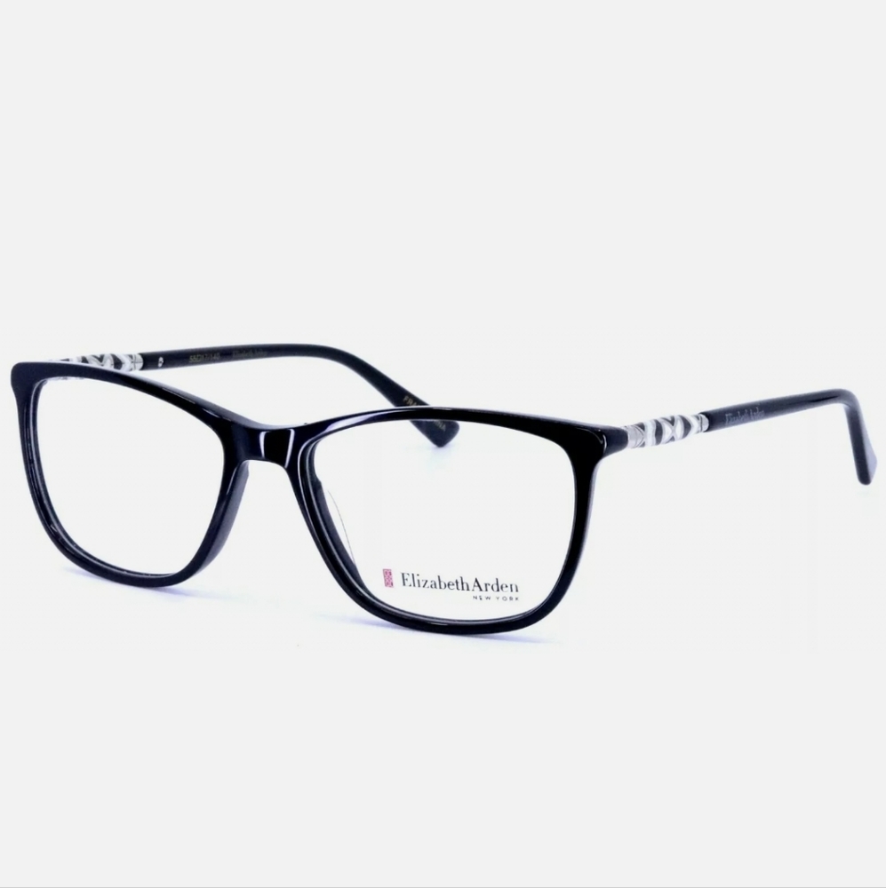 NWT ELIZABETH ARDEN EA1181-2 Black Womens Rectangular Eyeglasses Frame 55-17-140